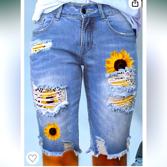 Distressed Raw Hem Denim Bermuda Shorts main image 1